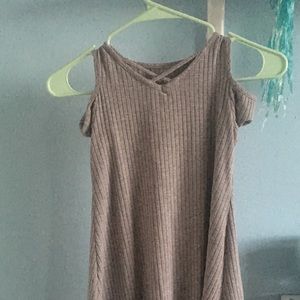 Grey shoulder cut target girls dress